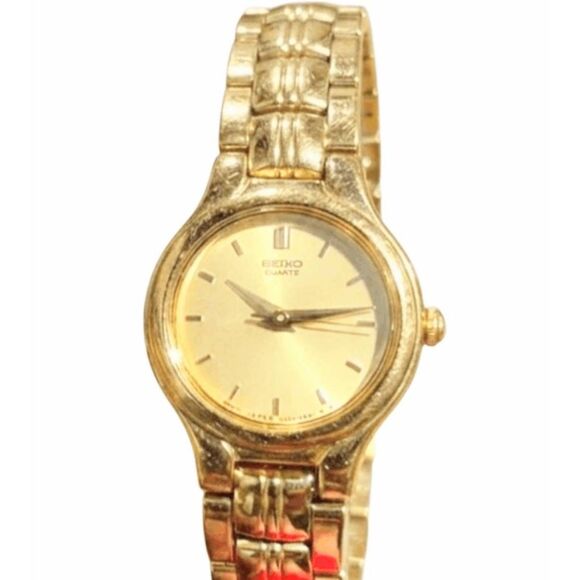 SEIKO Quartz Watch Gold Bracelet Band Round Dial